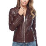 Victoria Women's 100% Real Maroon Leather Jacket