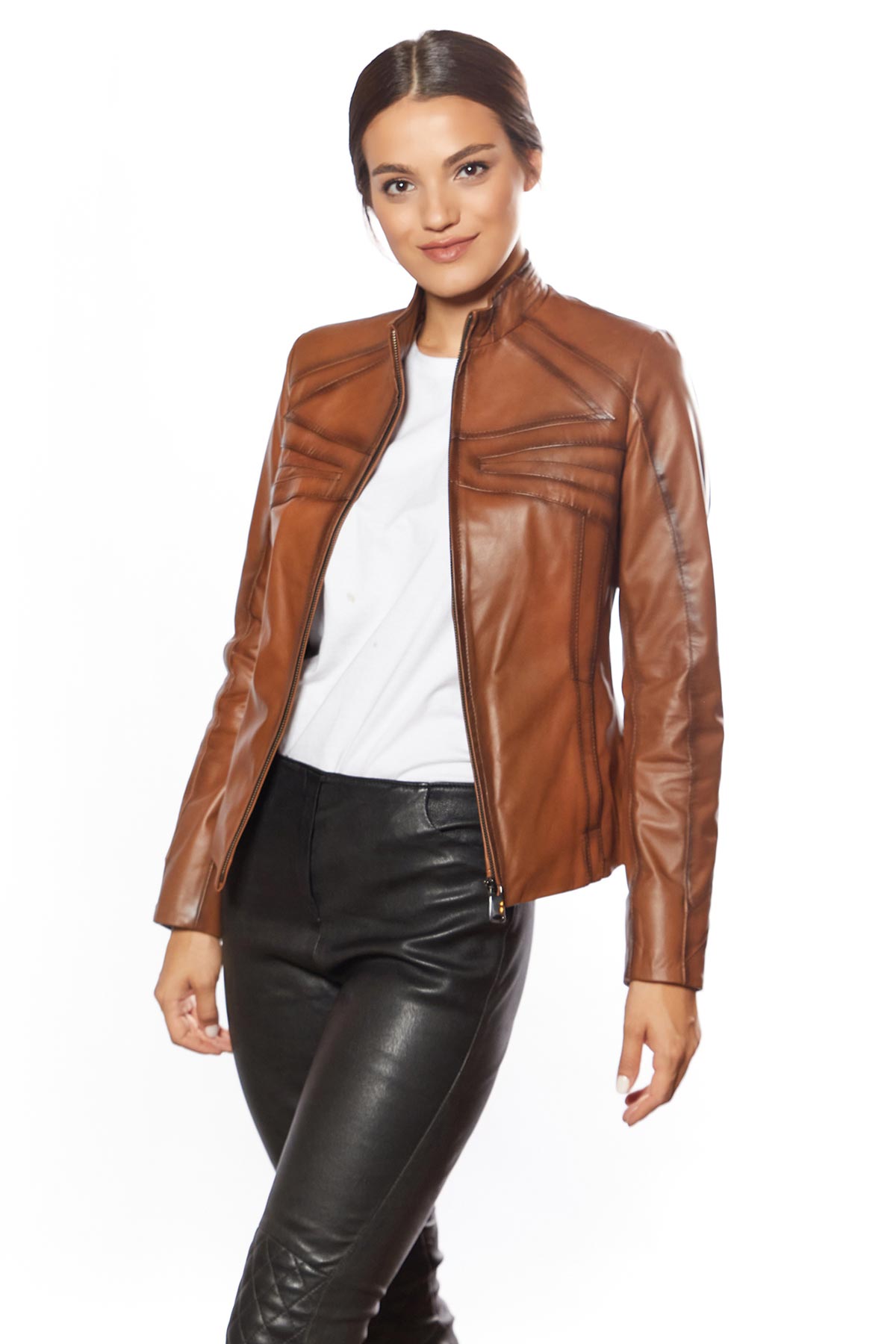 Cinzia Tan Genuine Leather Jacket – Urban Fashion Studio