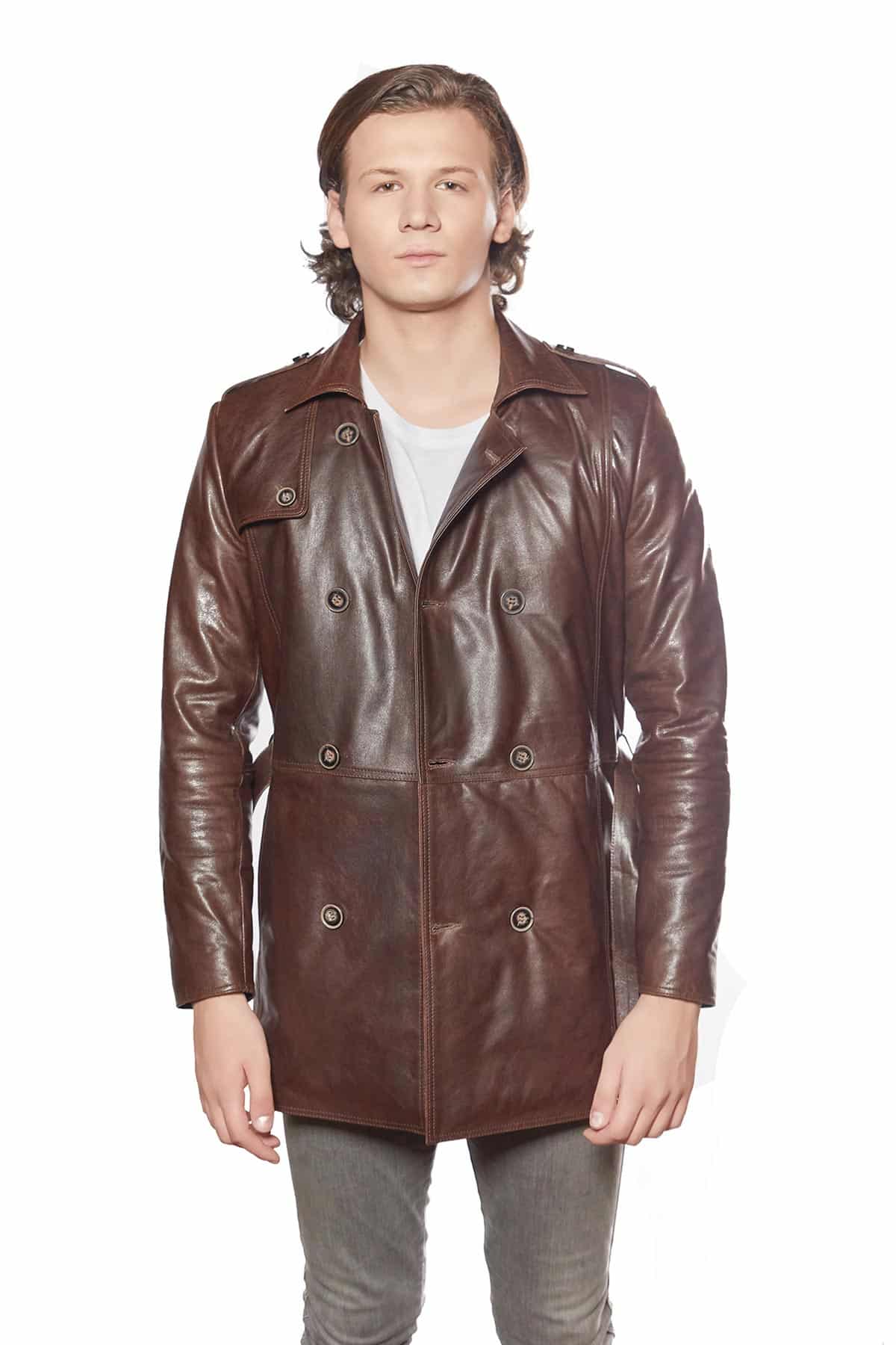 leather jacket long