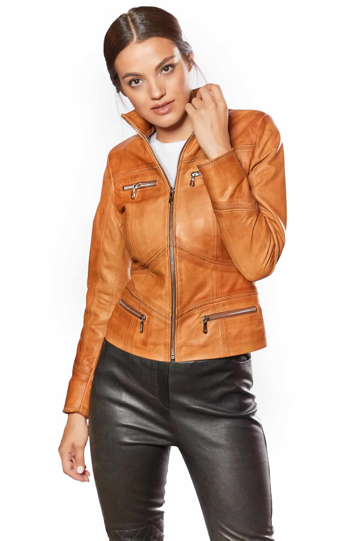 Womens Fashion - California Sportswear Brown Leather Jacket