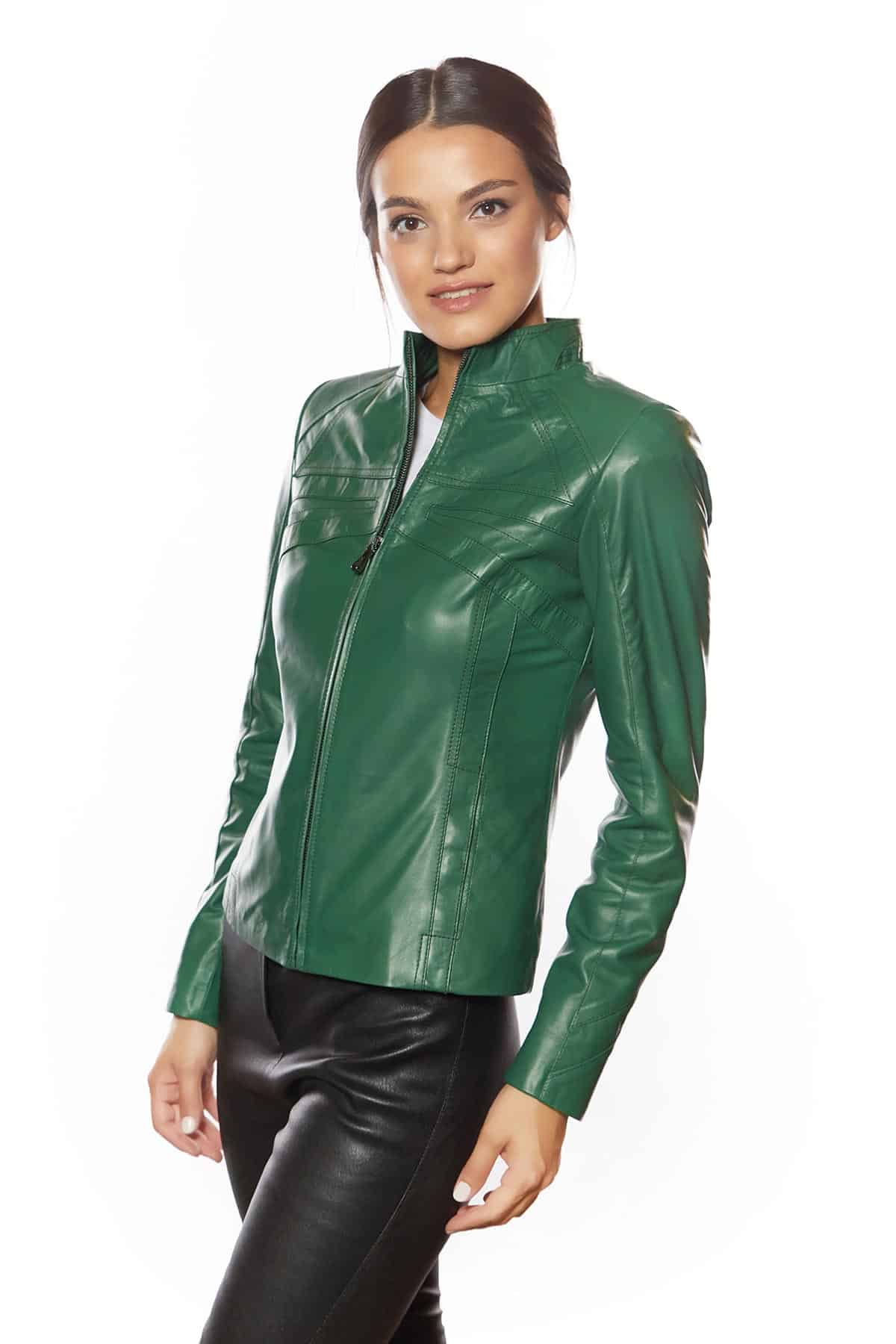 Cinzia Green Genuine Leather Jacket – Urban Fashion Studio