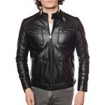 mens black leather trench coat