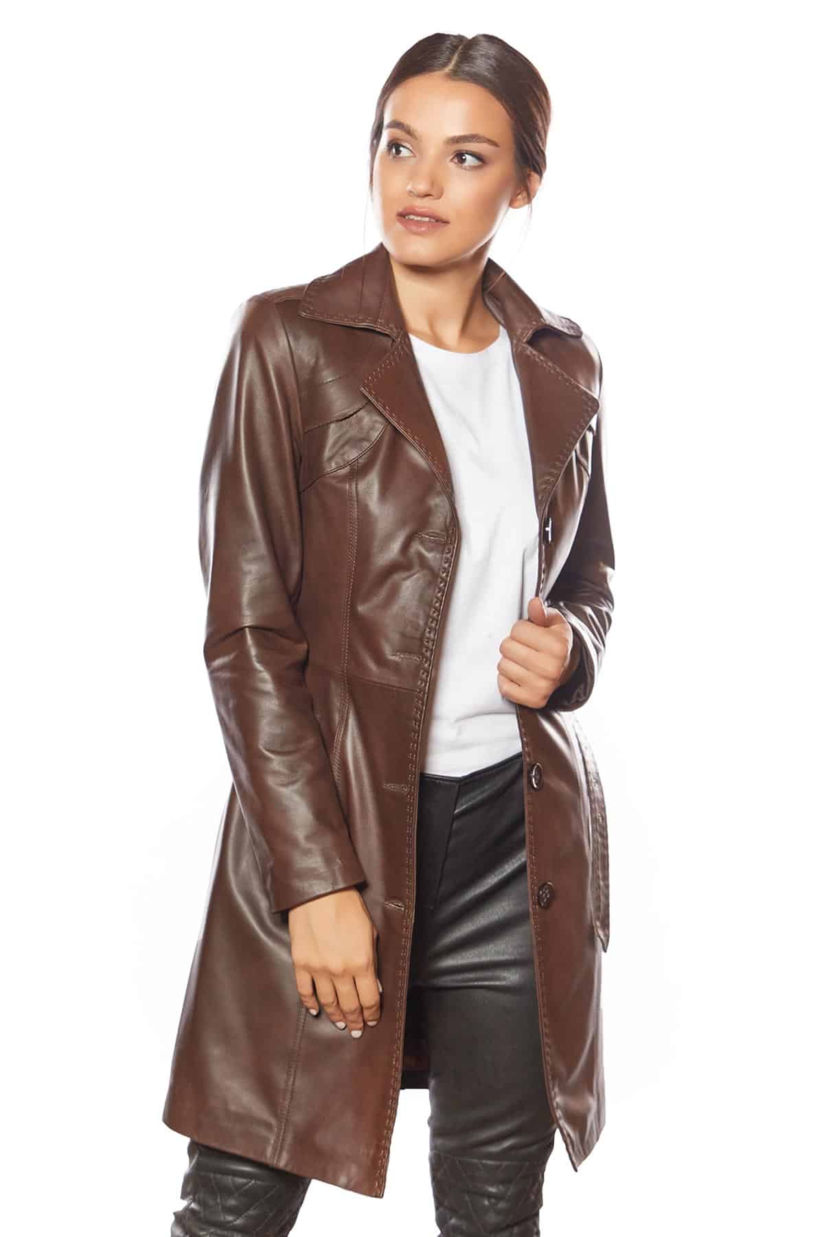 Jammi Brown Leather Coat – Urban Fashion Studio