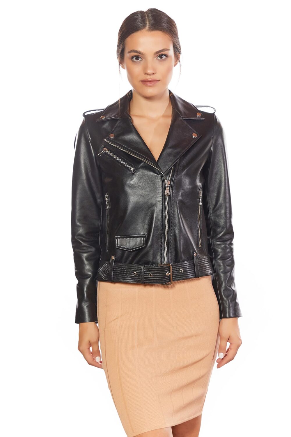 Embroidered Black Leather Vests - Real Leather Jackets Women