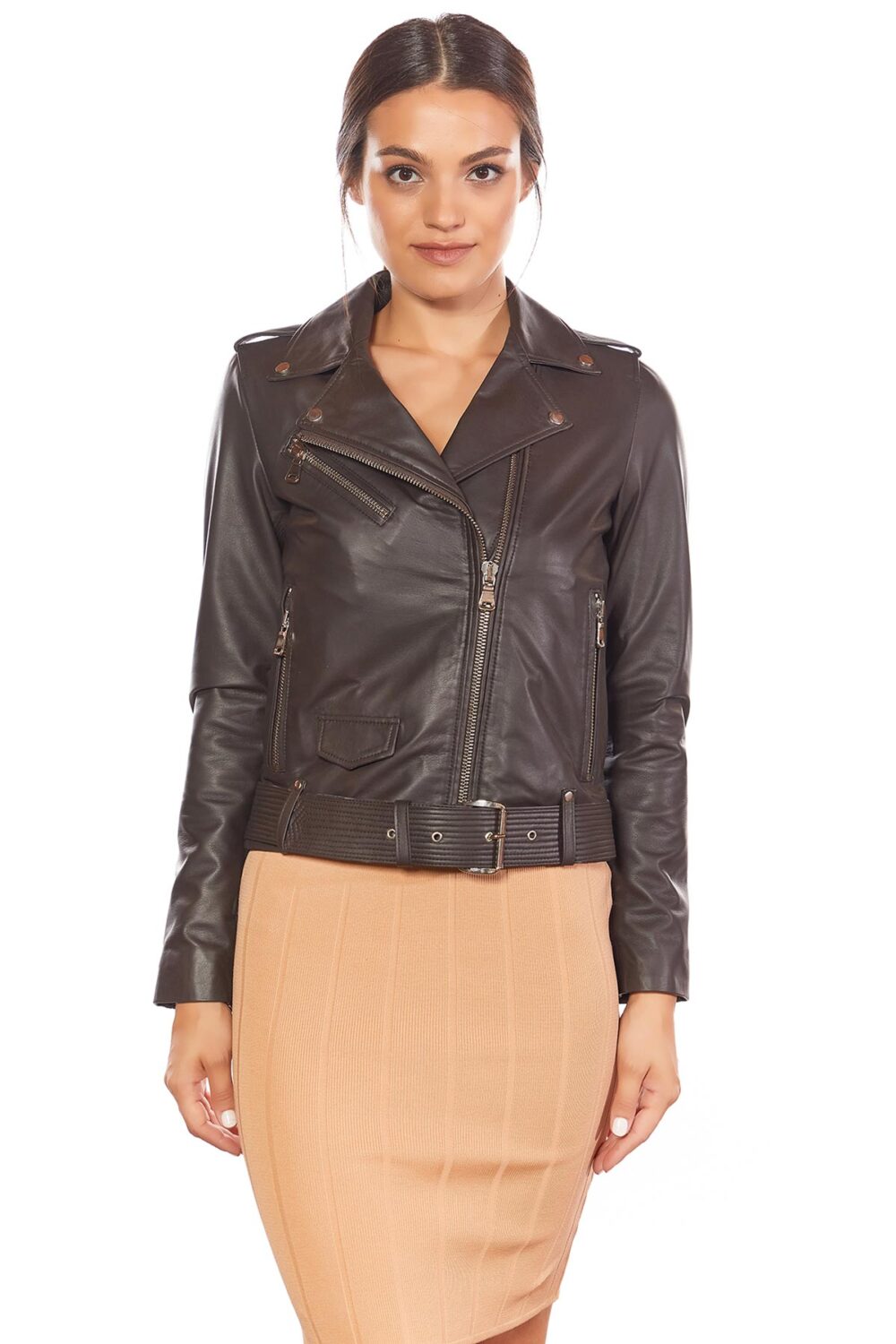 womens black leather jacket