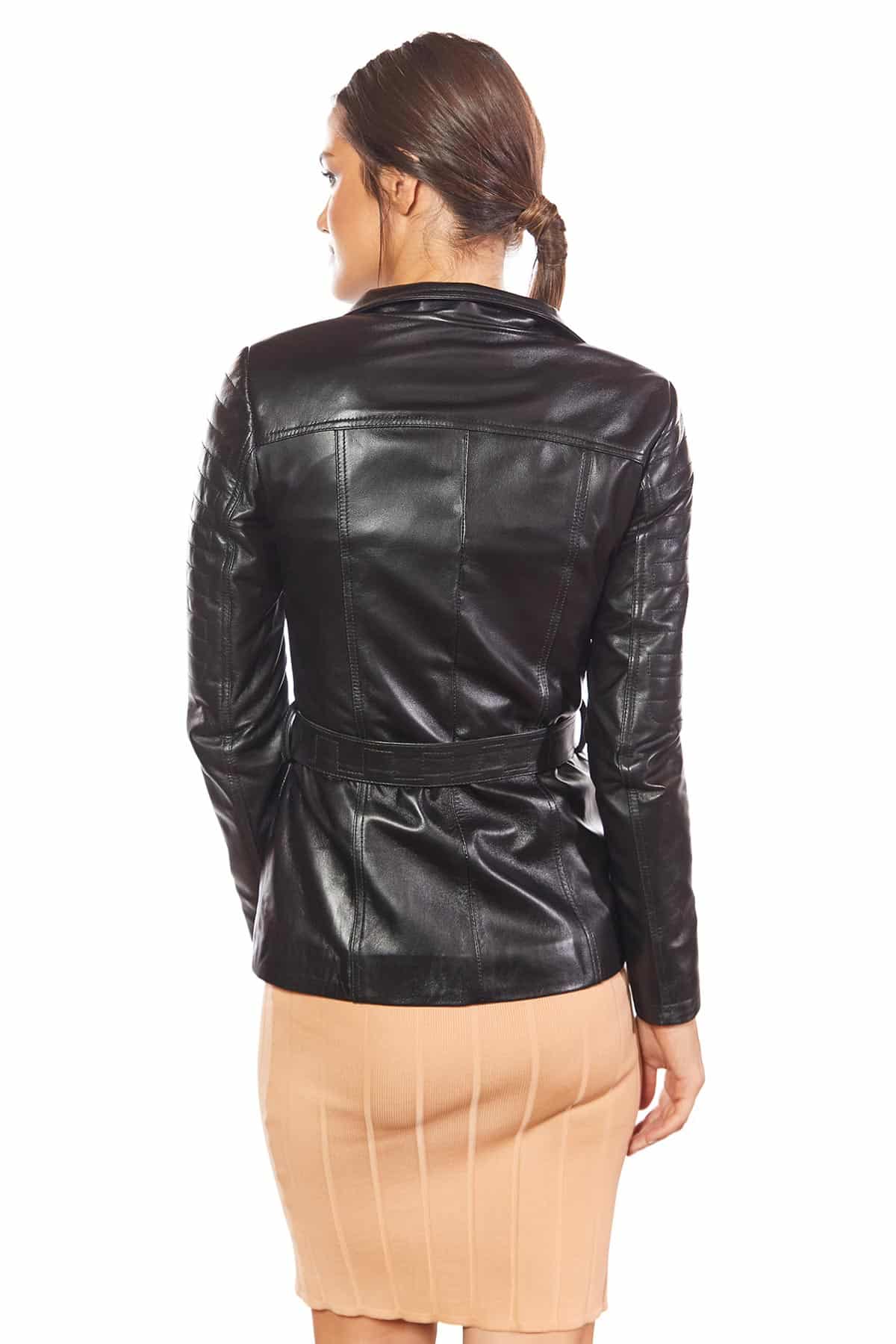 Gia Women's 100 % Real Black Leather Jacket