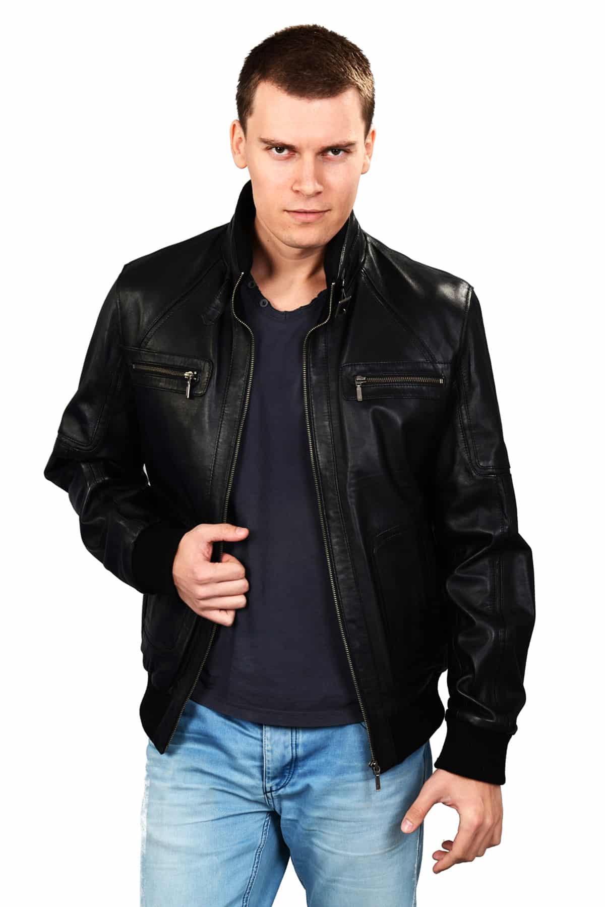 fleece lined leather jacket men