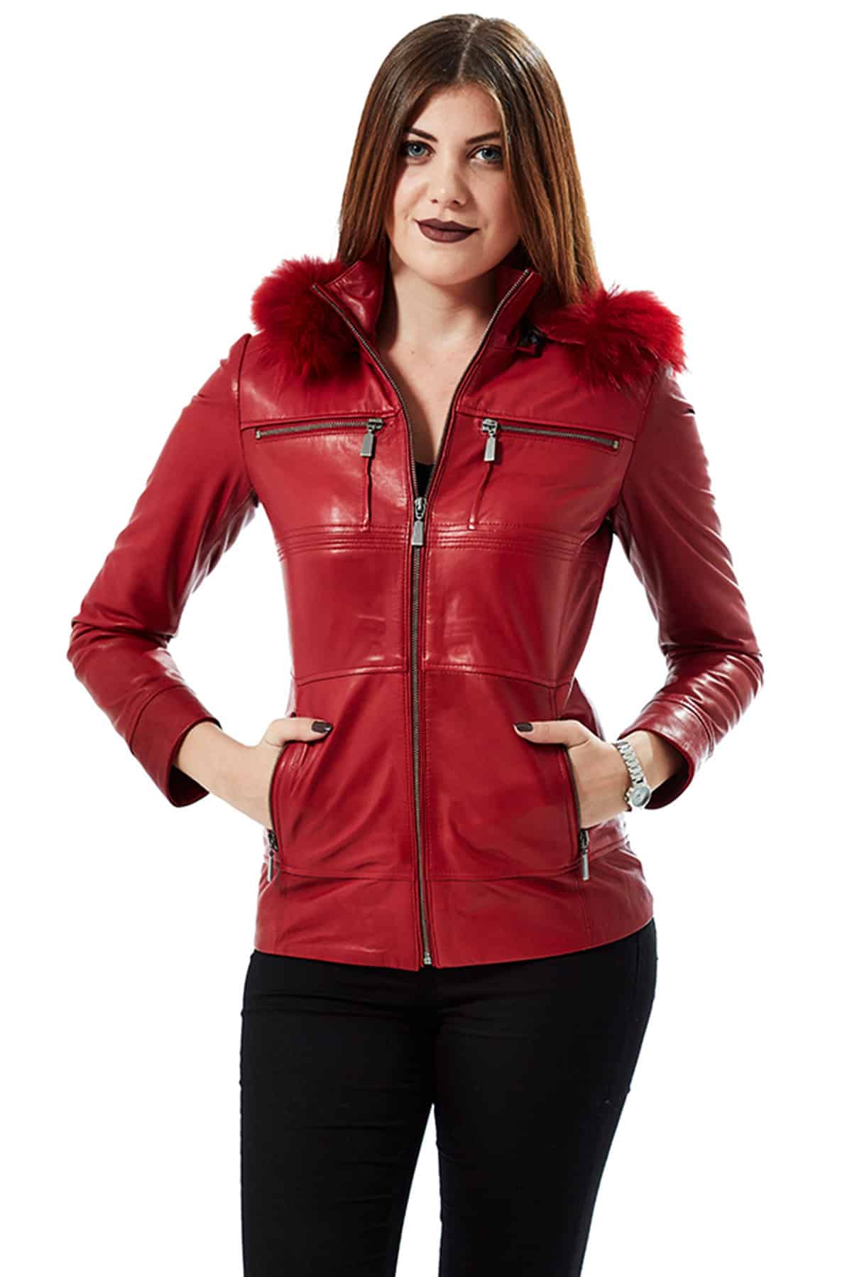 Red Leather Jacket Women