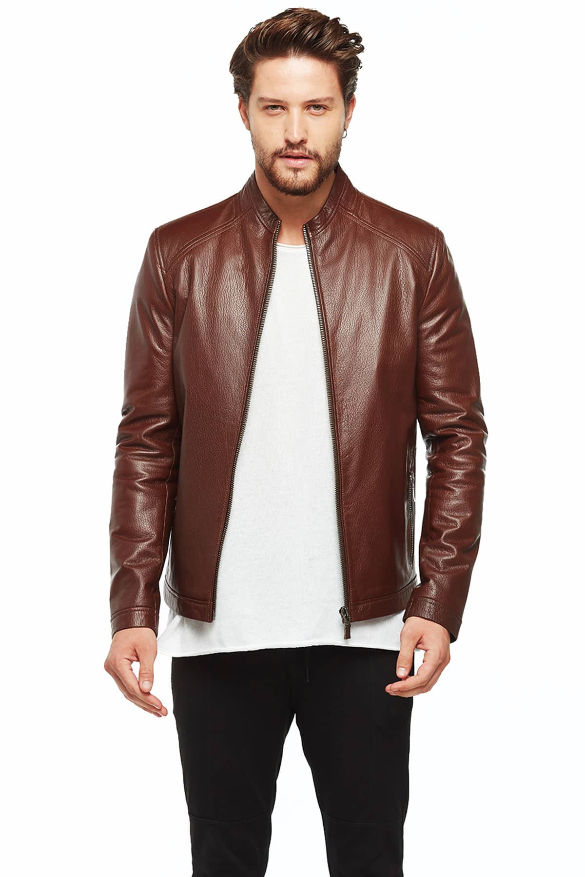 Whiskey Brown Leather Jacket - Mens Brown Jackets in Montana