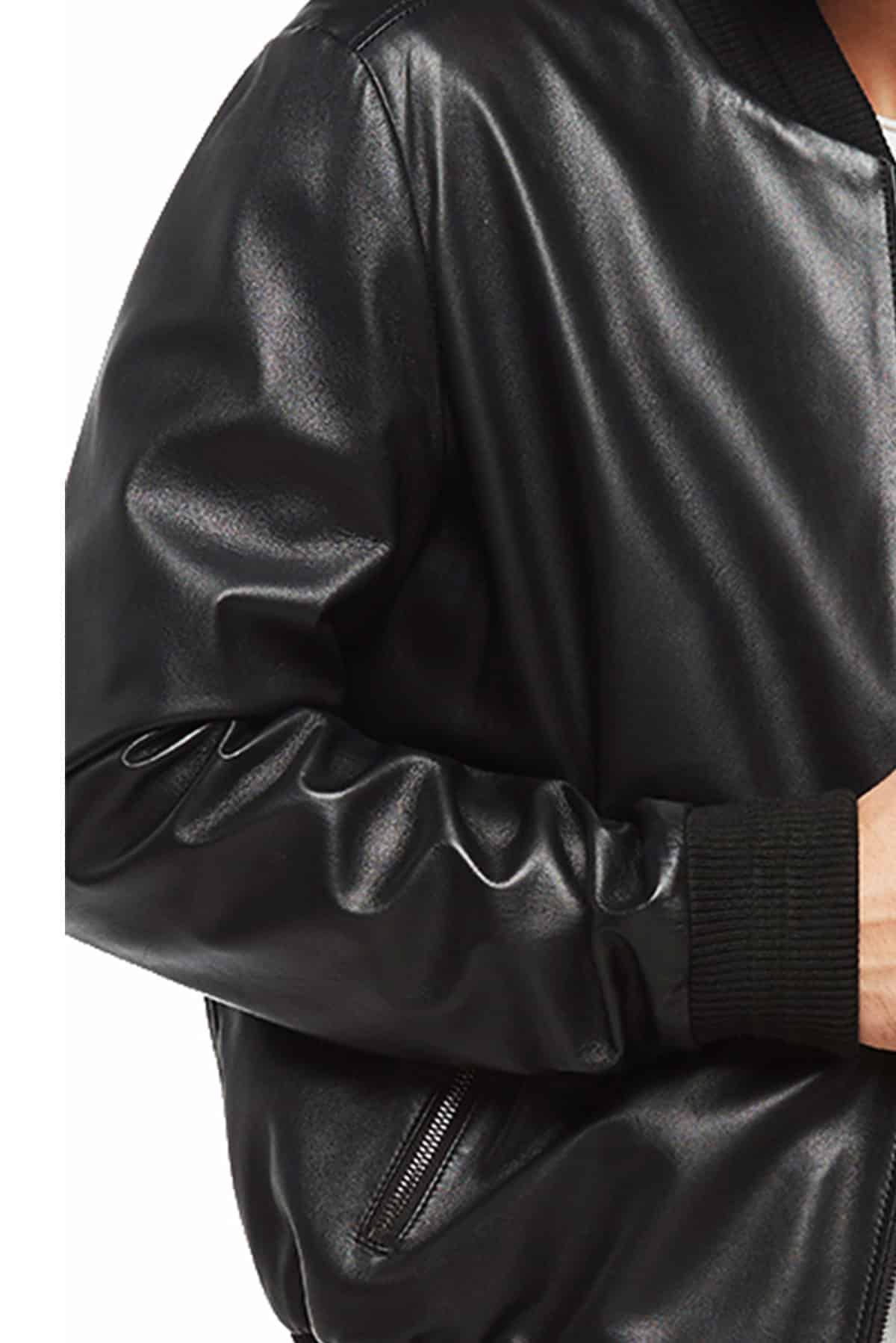 The Nerd Bomber Black Leather Jacket