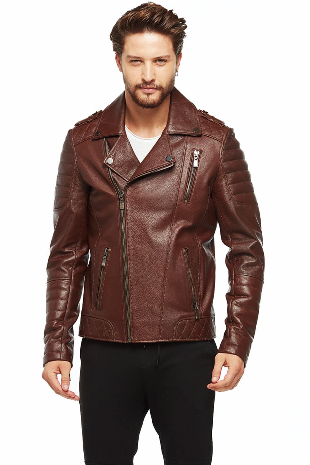 brando brown leather motorcycle jacket
