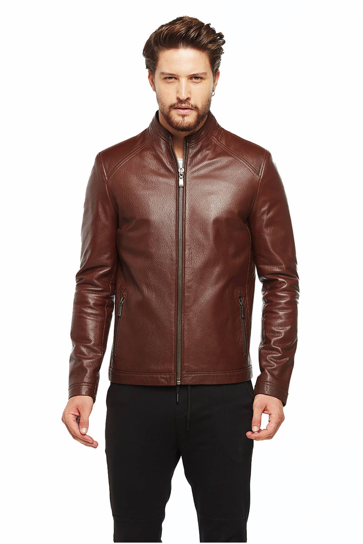 Whiskey Brown Leather Jacket - Mens Brown Jackets in Montana