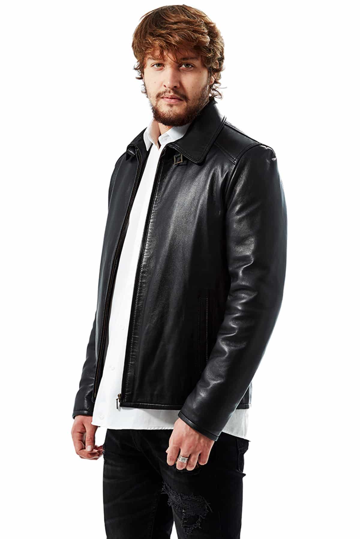 Santoz Casual Black Sheepskin Leather Jacket – UFS