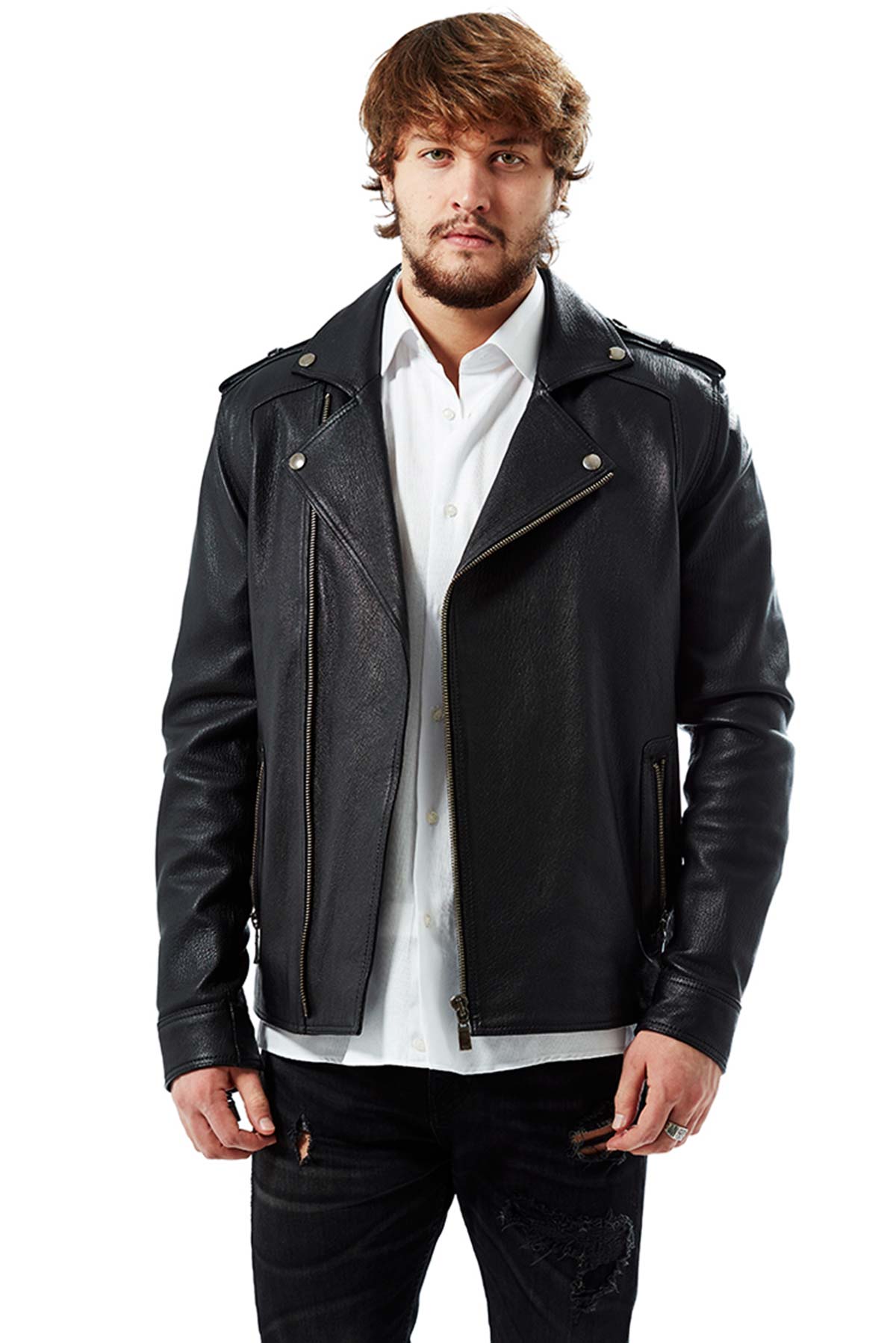 Men's 100 % Real Black Leather Biker Basic Brando Jacket