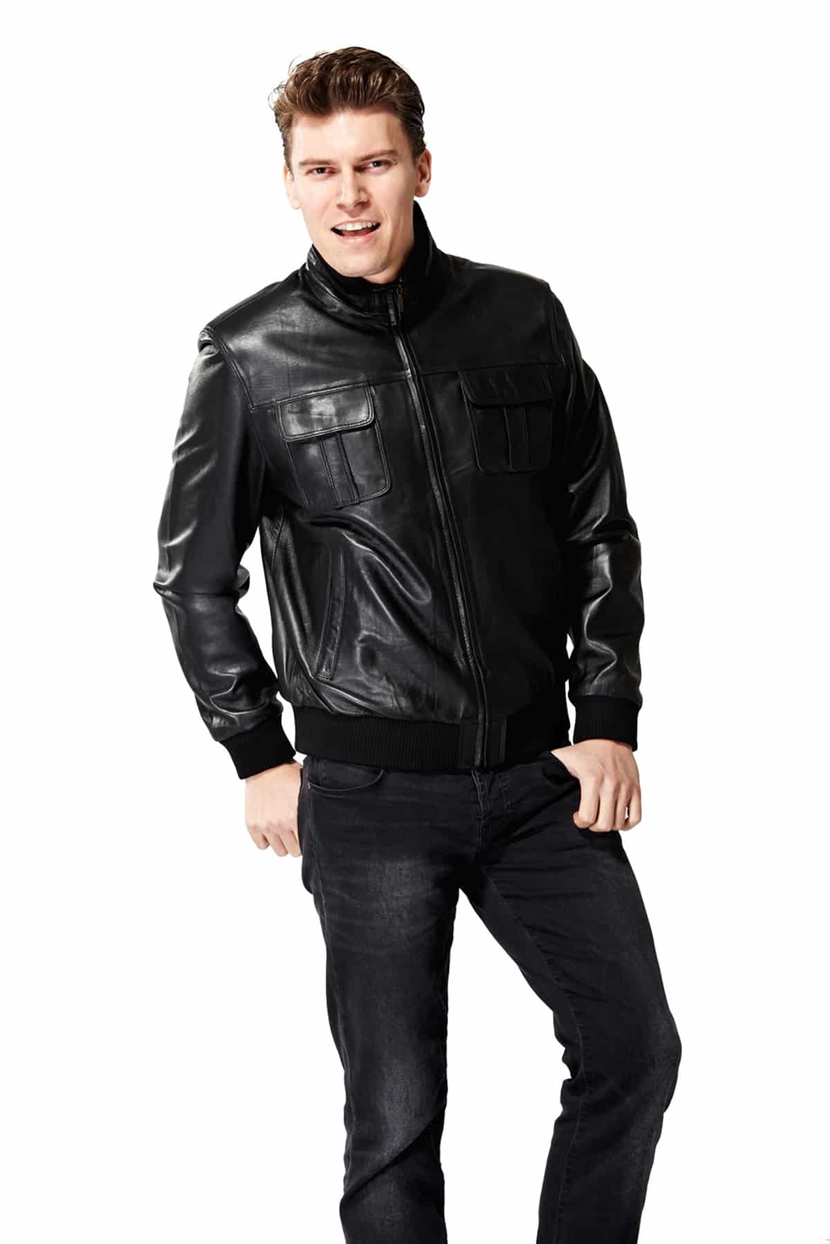 mens leather jackets black