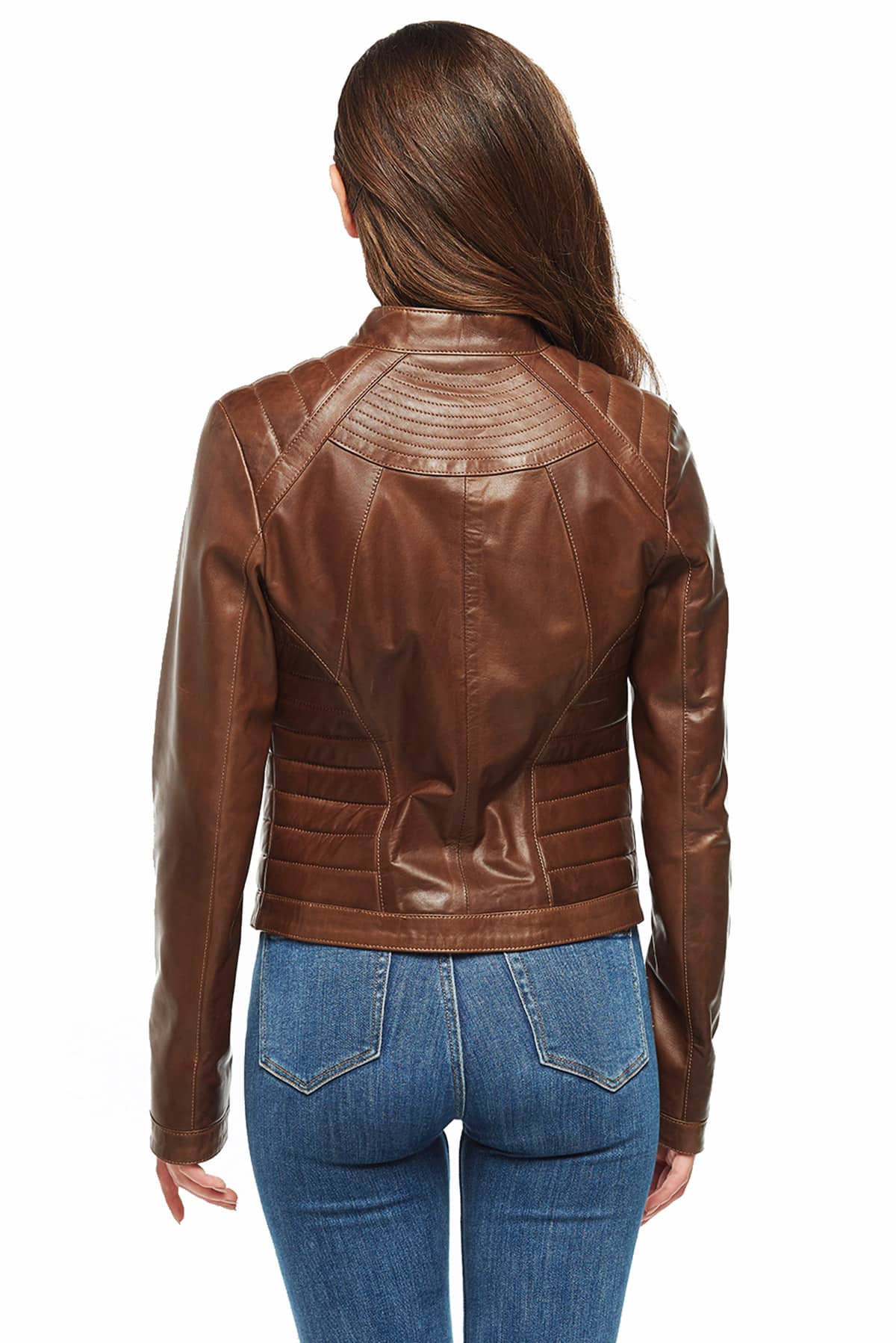 Mia Women’s Classic Brown Leather Jacket | Urban Fashion Studio