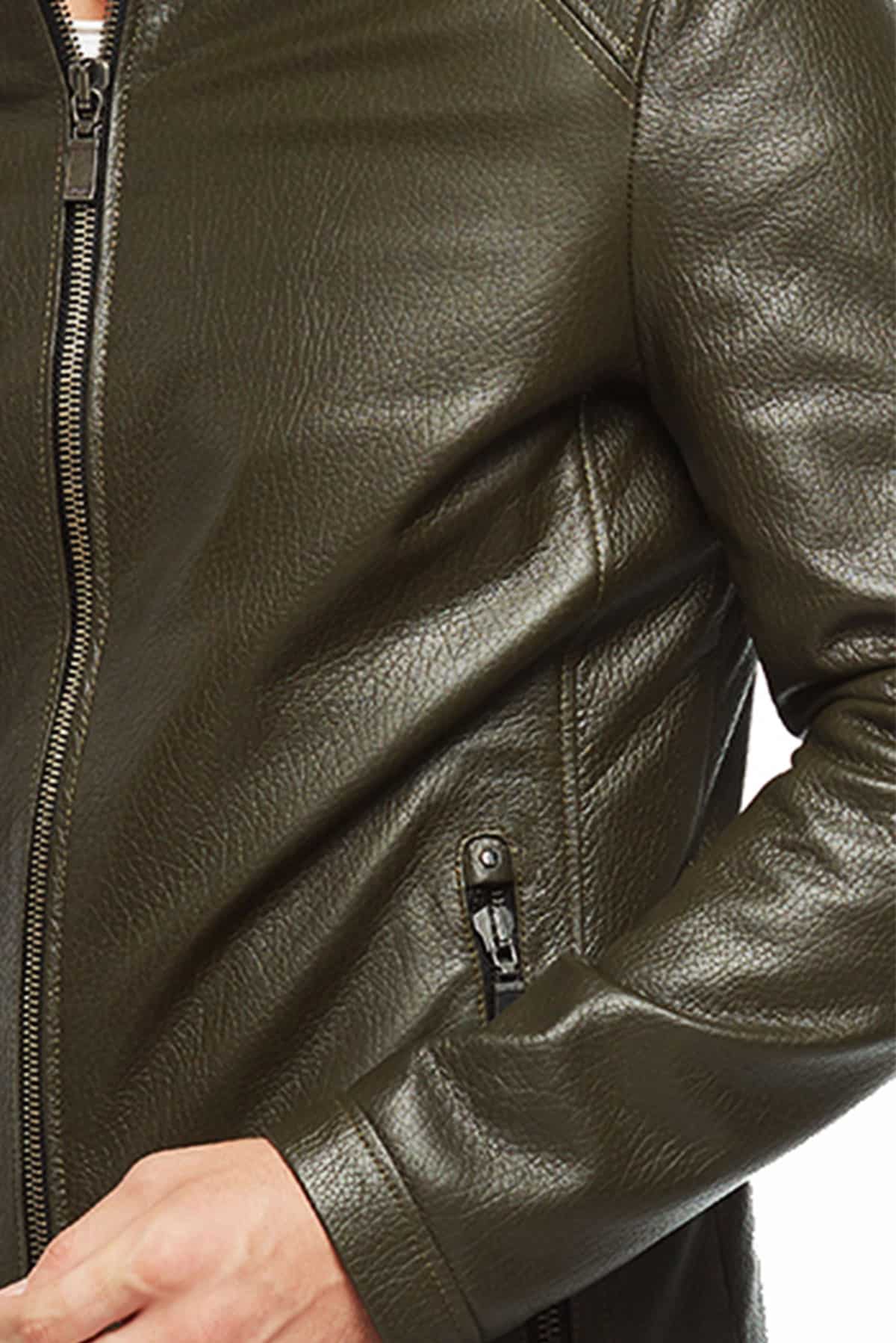 Quality Green Lambskin Leather Jacket for Mens