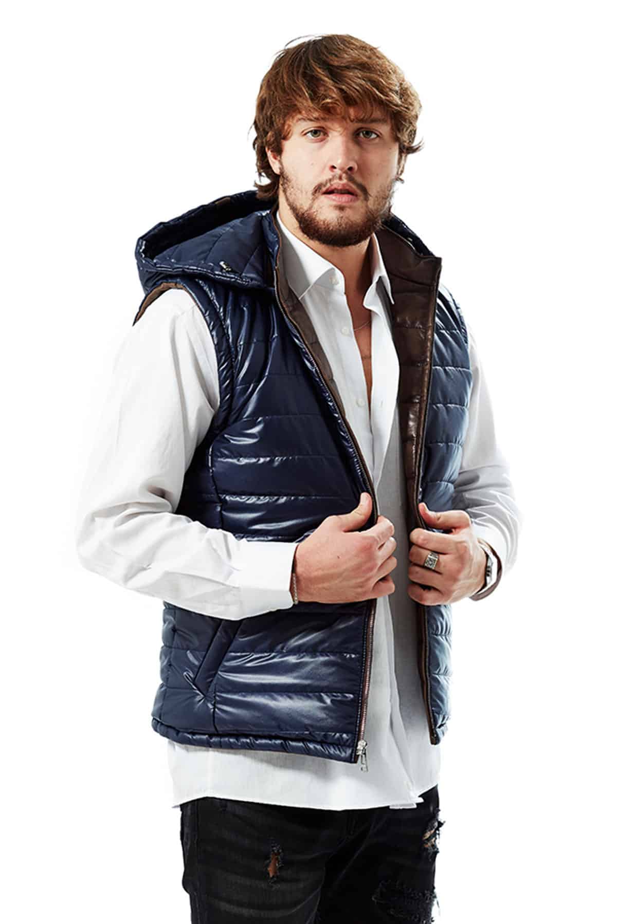 Zurraco Double Face Tobacco Brown Puffer Vest