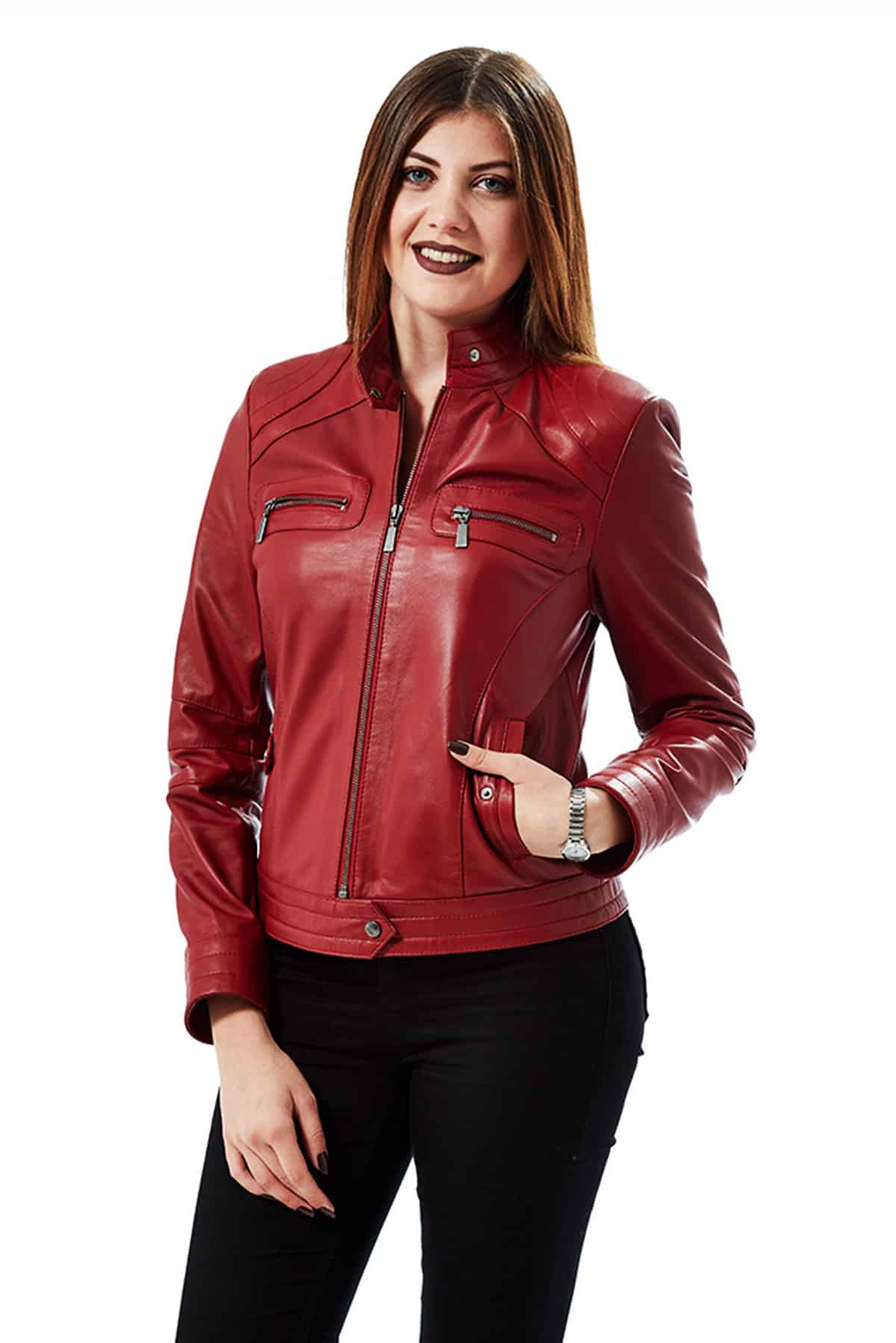 Justering Universitet Sicilien Classic Dark Red Leather Jacket - Womens Fashion Jacket USA