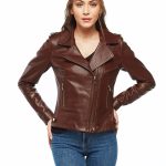 half leather jacket womens