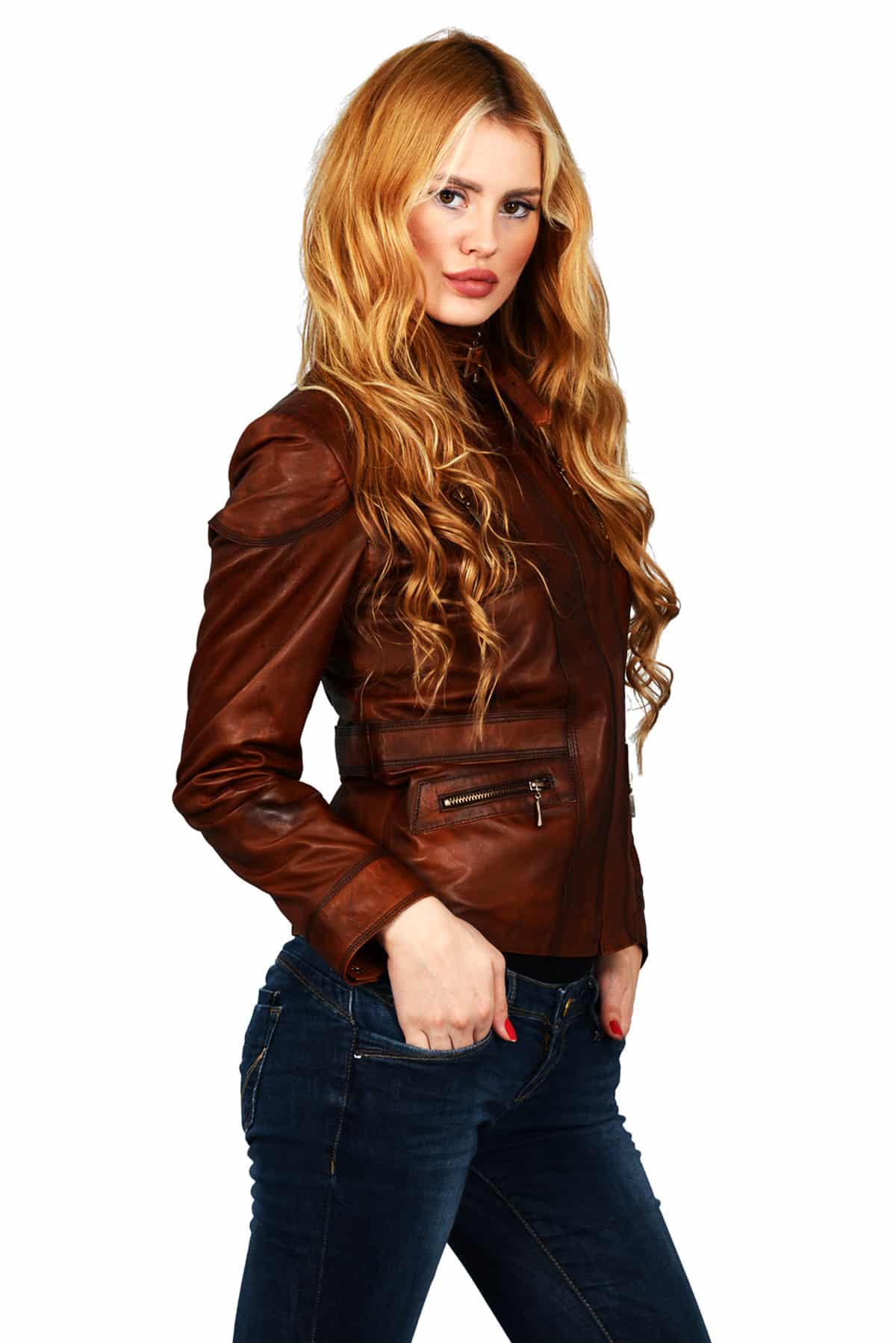 Chocolate Brown Girls Leather Jacket
