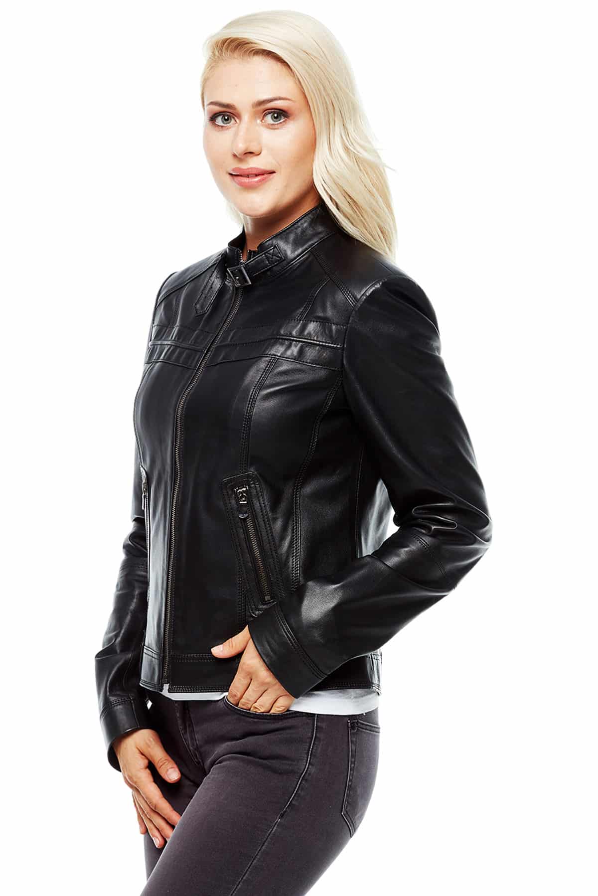 Womens Clothing Jackets Leather jackets ONLY Ava Leather Jacket in Black 
