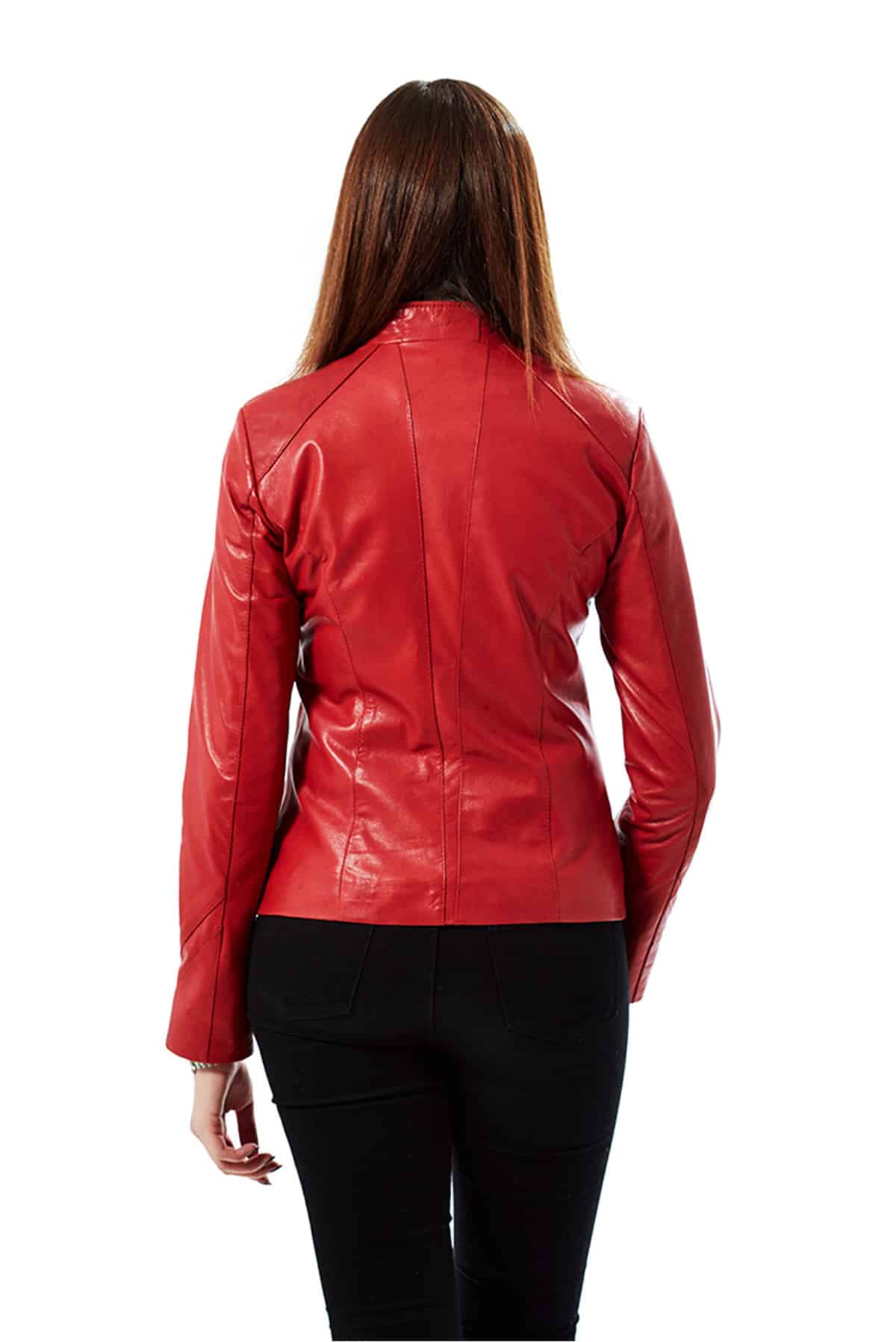 Nora Women's 100 % Real Red Leather Vintage Jacket