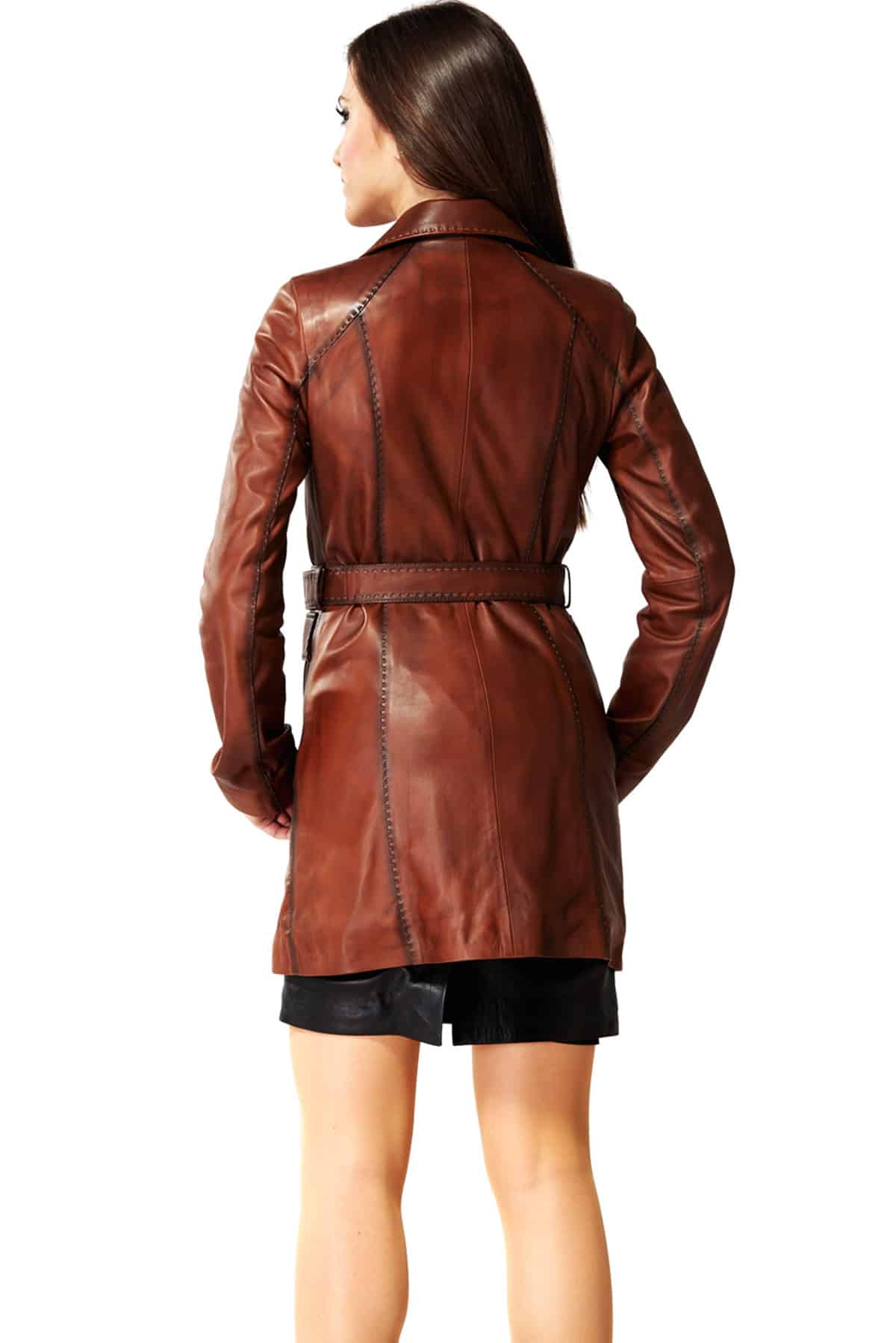leather overcoat women's