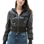 Women's 100% Real Black Leather Anthracite Jacket
