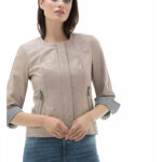 Women's 100% Real Beige Leather Jacket