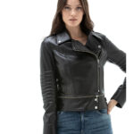 Women's 100% Real Black Leather Detachable Jacket
