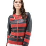 Women's 100% Real Navy & Red Leather Jacket