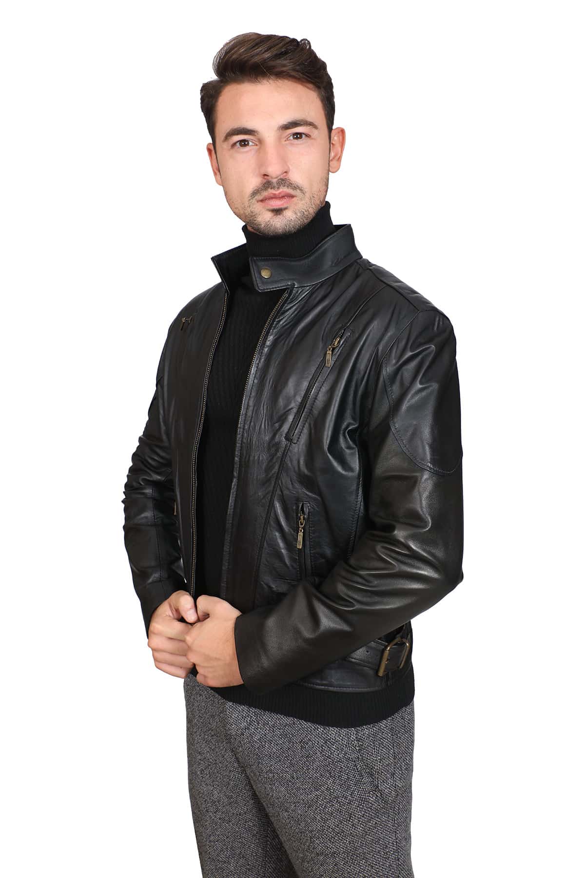 Nico Men’s Black Biker Leather Jacket – Urban Fashion Studio