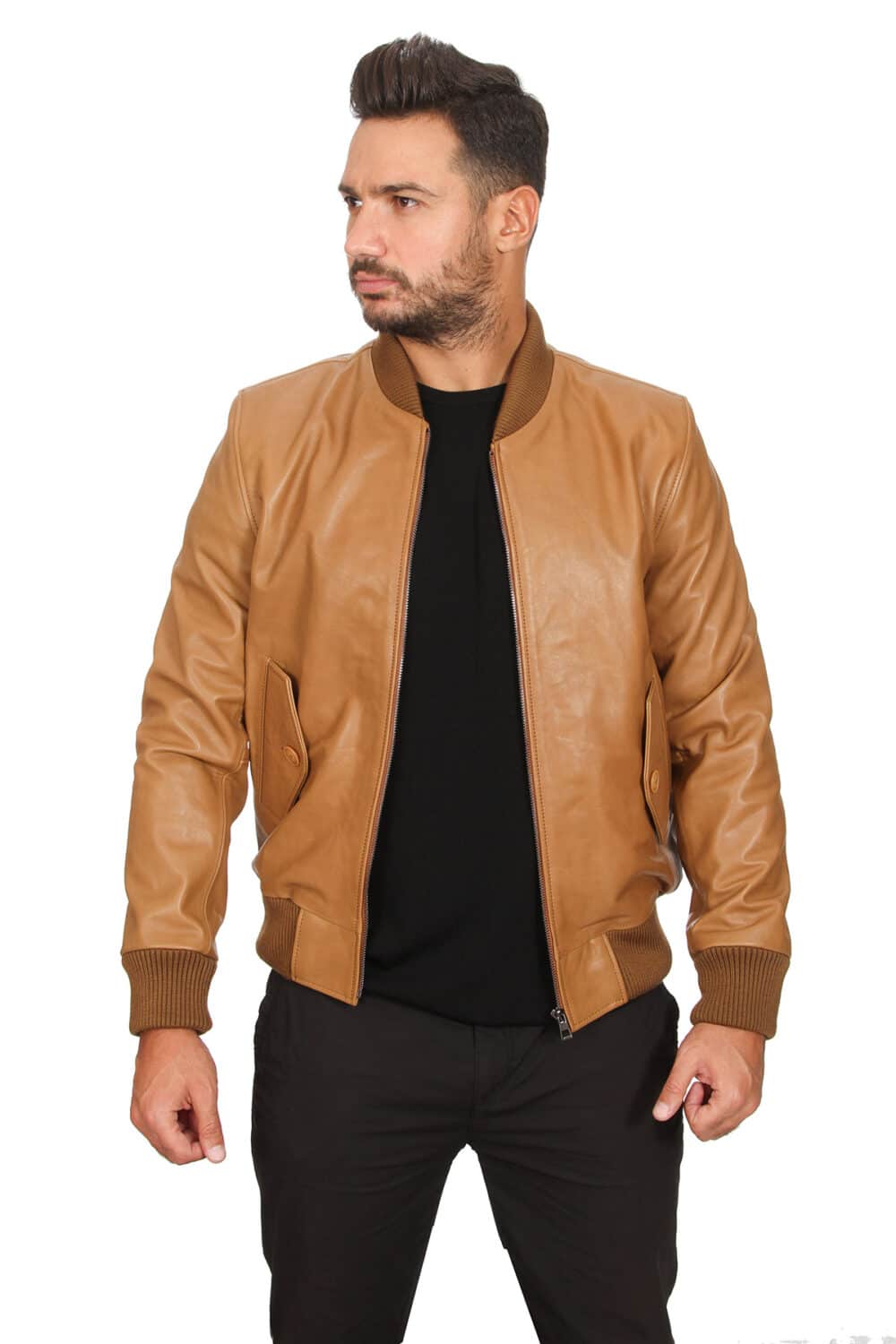 100% Mens Black Leather Jacket Leather Coat & Vest at Affordable Price