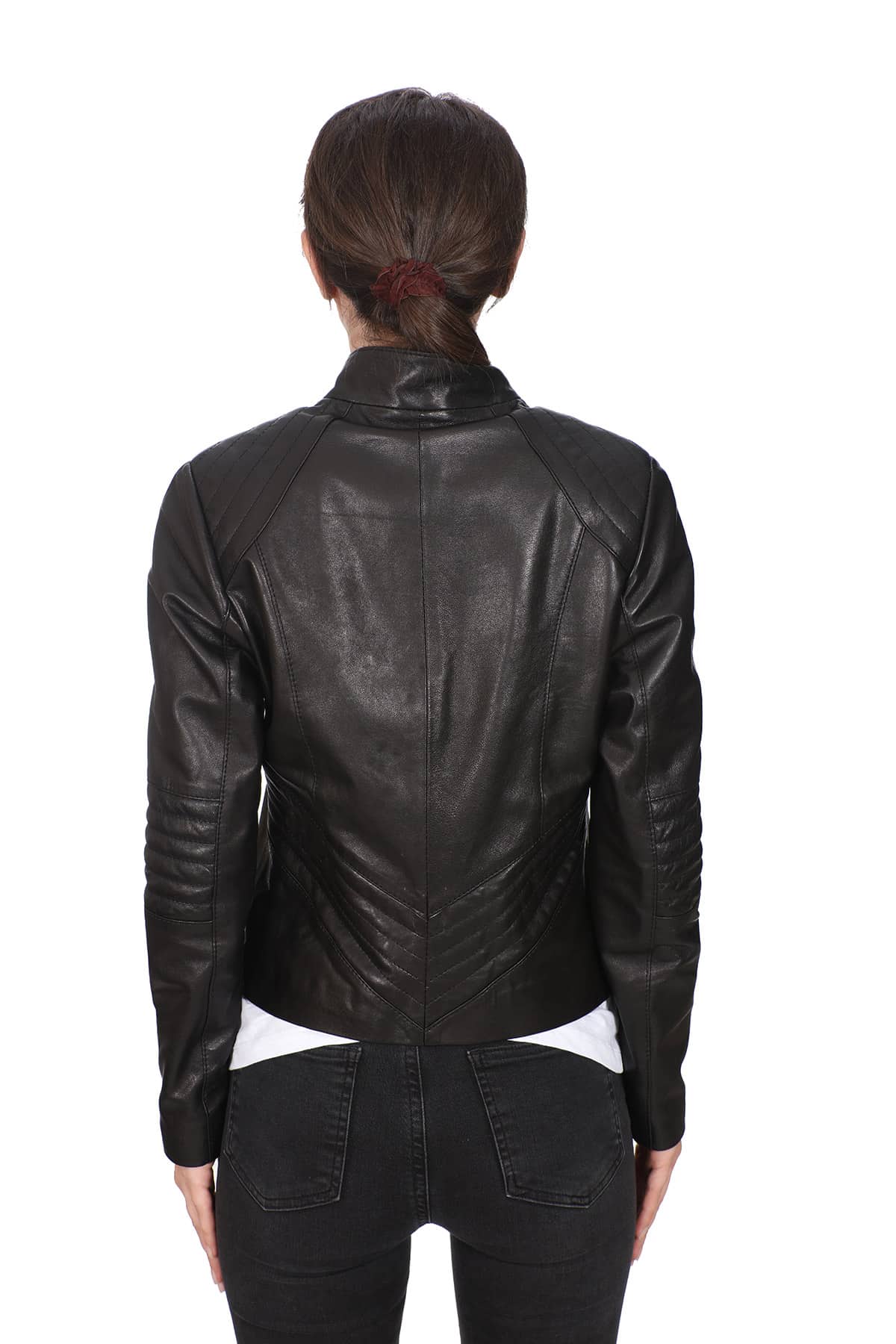 Archie Black Women’s Leather Jacket Biker Style – UFS