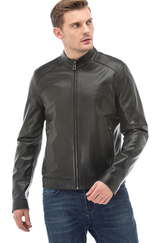 Men's 100 % Real Black Leather Elegance Jacket