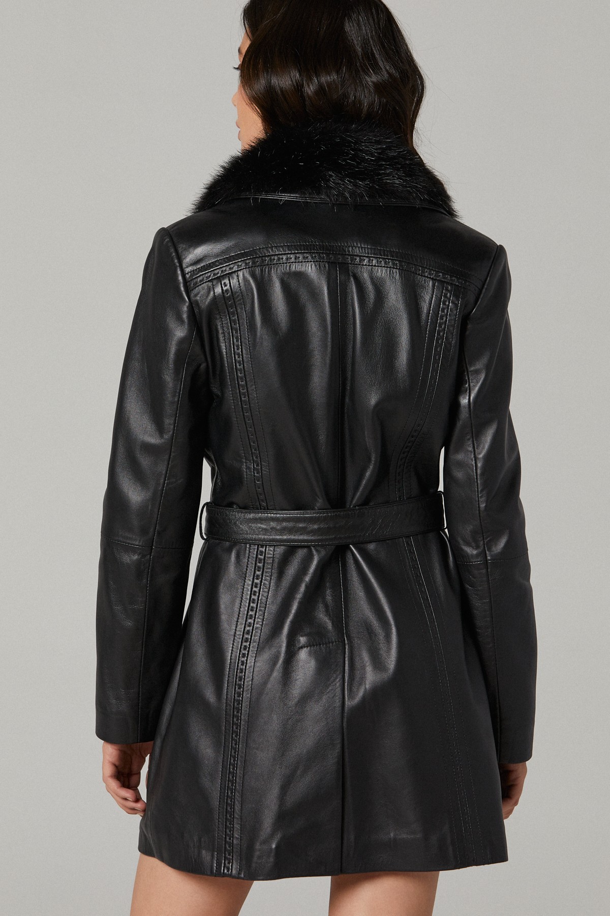 black leather jacket fur lined