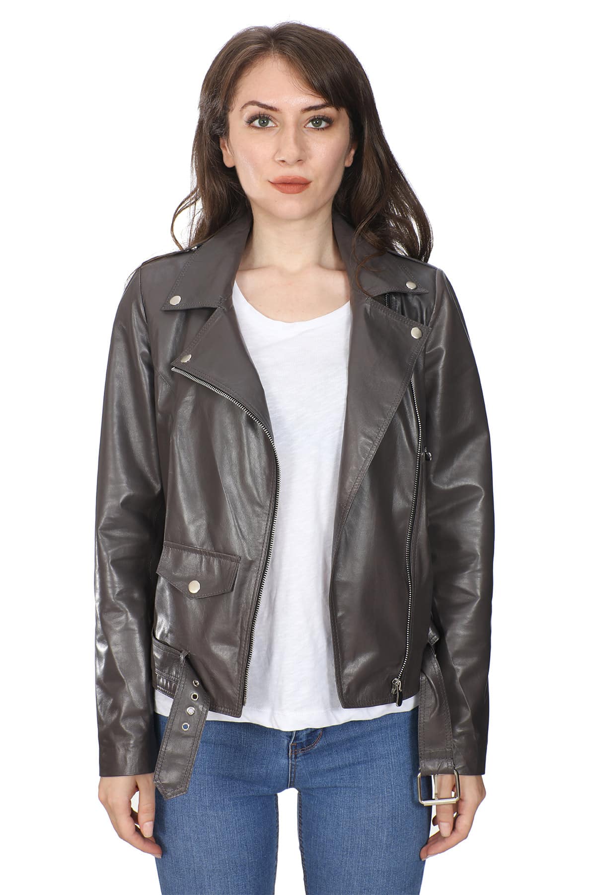 Brown Leather Jacket Female