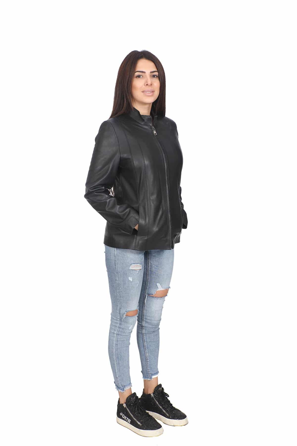 Janet Black Women’s Lambskin Leather Jacket – UFS