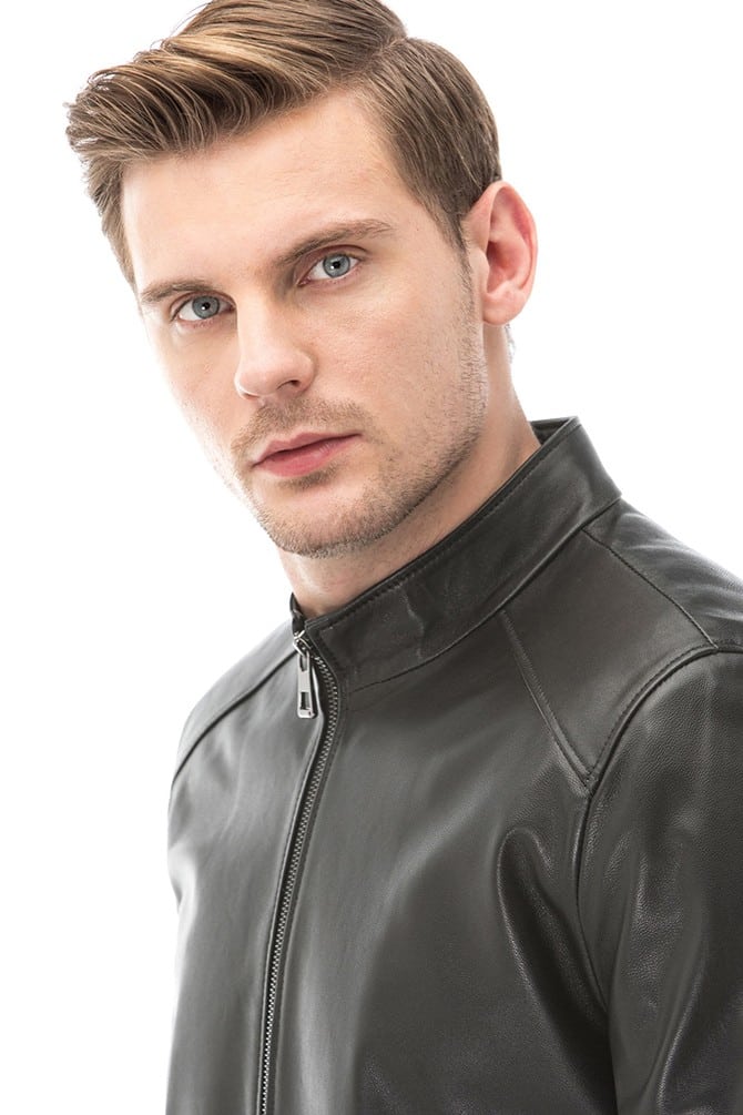 Men's 100 % Real Black Leather Elegance Jacket