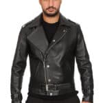 Lincoln Men's 100% Real Black Leather Biker Style Jacket