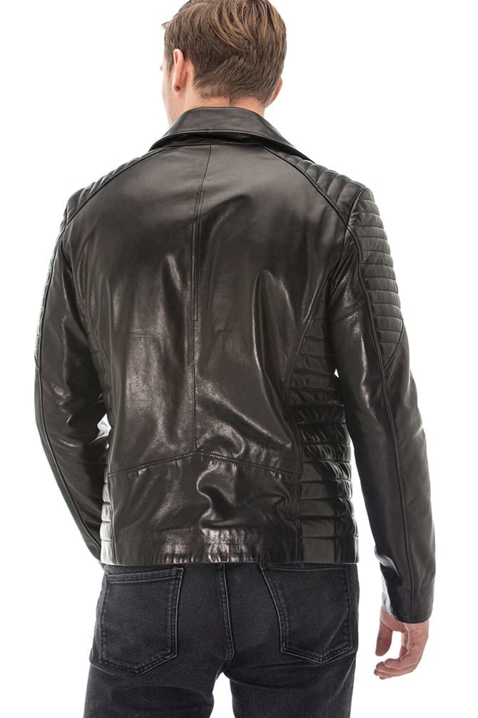 Men's 100 % Real Black Leather Biker Vegetal Jacket