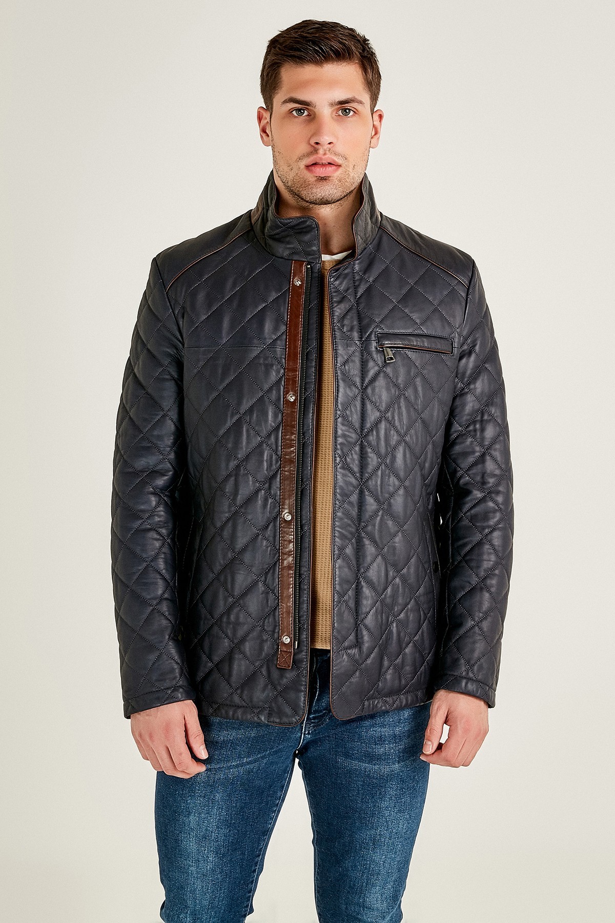 Navy Blue Men's Jacket | Best Quilted Style Leather Outfits