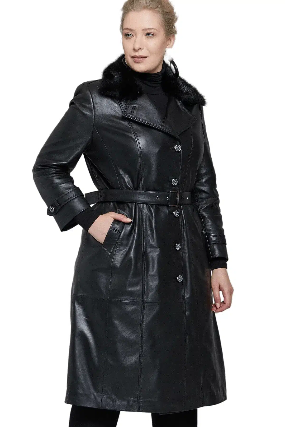 Faux Fur Shearling Leather Coat - Leather Trench Coat Womens