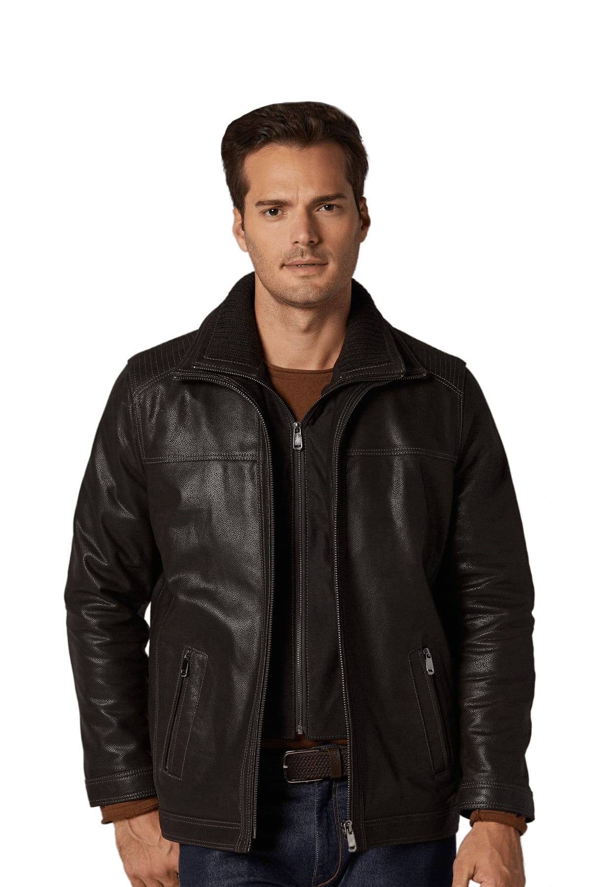 Bobby Men's 100 % Real Brown Leather Jacket