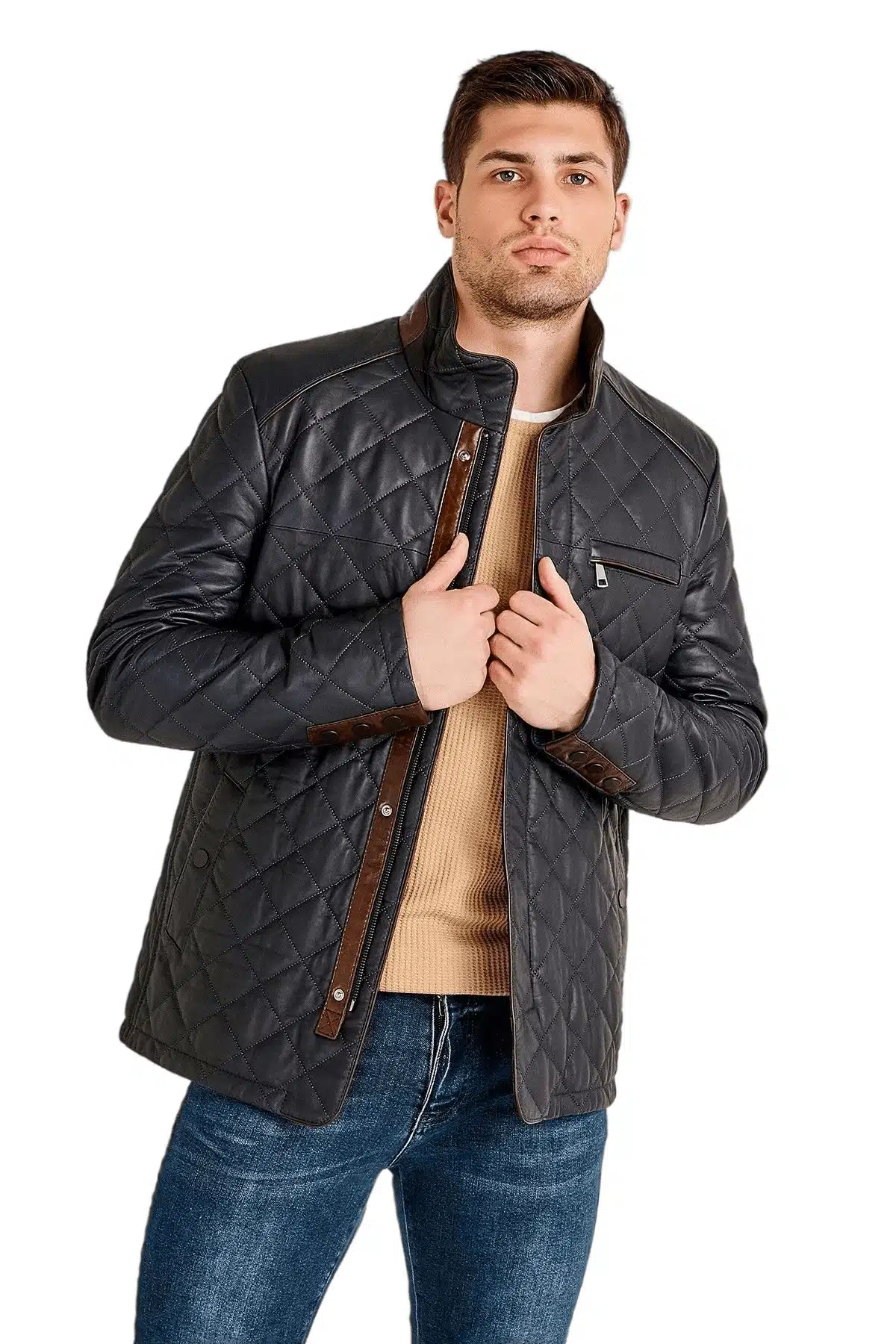 Navy Blue Men's Jacket | Best Quilted Style Leather Outfits