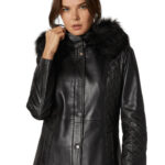 Women's 100% Real Black Leather Hooded Dazzling Jacket