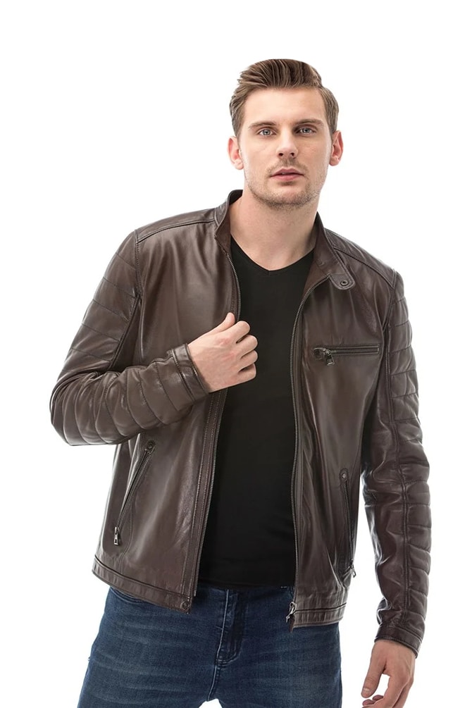 Men's 100 % Real Brown Leather Jacket