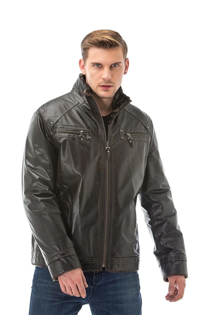 Men's Brown Fur Lined Leather Jacket | Stylish Gentlemen Jackets