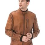 Men's 100% Real Brown Leather Washed Jacket